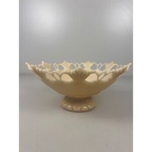 Westmoreland‎ Glass Doric Lace Cream Satin Pedestal Bowl Compote 10" Vintage MCM